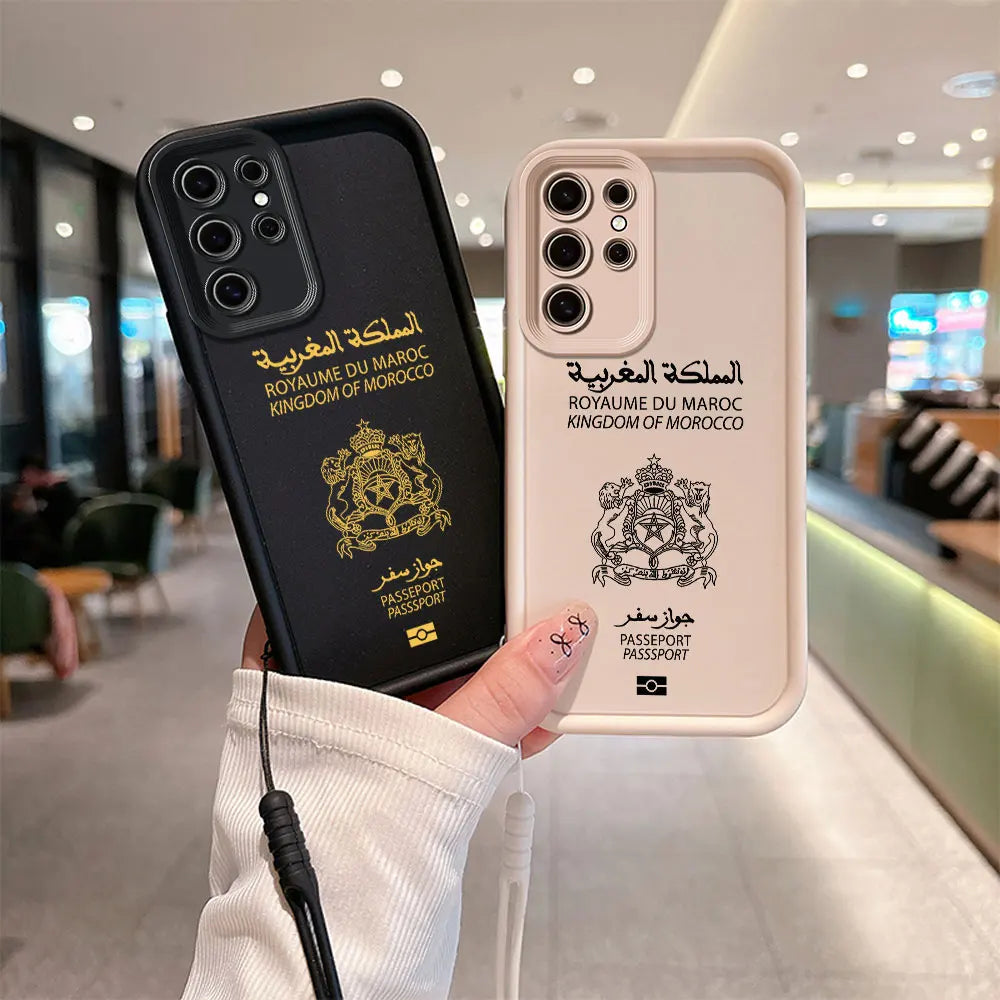 Coque de téléphone de passeport marocain pour Samsung A24 a A73