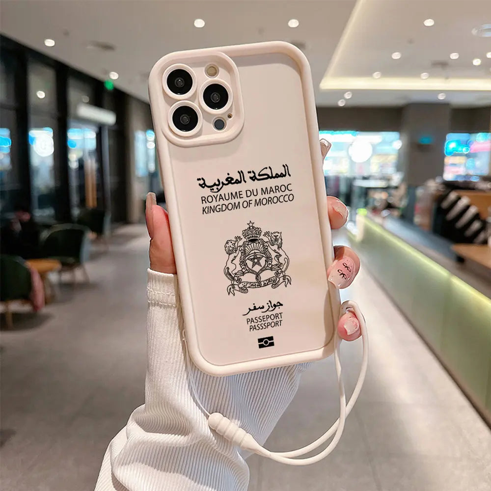 Coque de téléphone passeport Maroc pour iPhone X 11 12 13