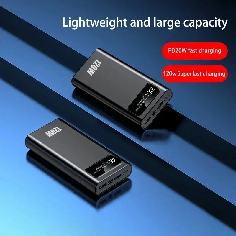 200000mAh 120W Banque d’alimentation de capacité ultra-large Charge rapide Banque d’alimentation d’affichage numérique portable pour iPhone Samsung Huawei xiaomi