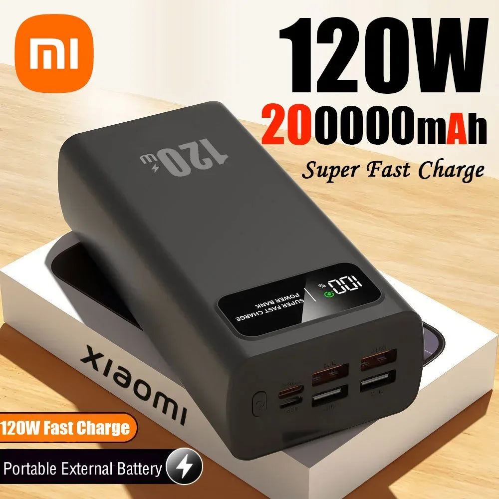 200000mAh 120W Banque d’alimentation de capacité ultra-large Charge rapide Banque d’alimentation d’affichage numérique portable pour iPhone Samsung Huawei xiaomi
