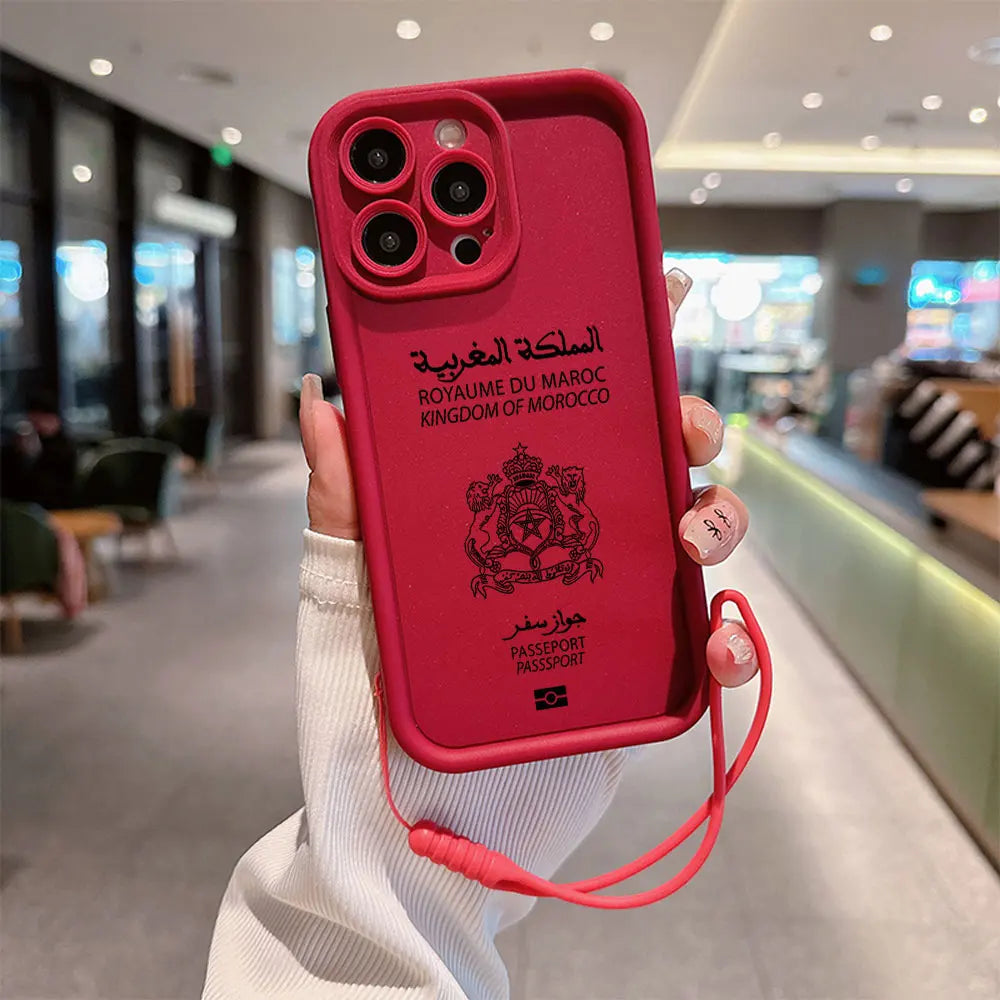 Coque de téléphone passeport Maroc pour iPhone X 11 12 13