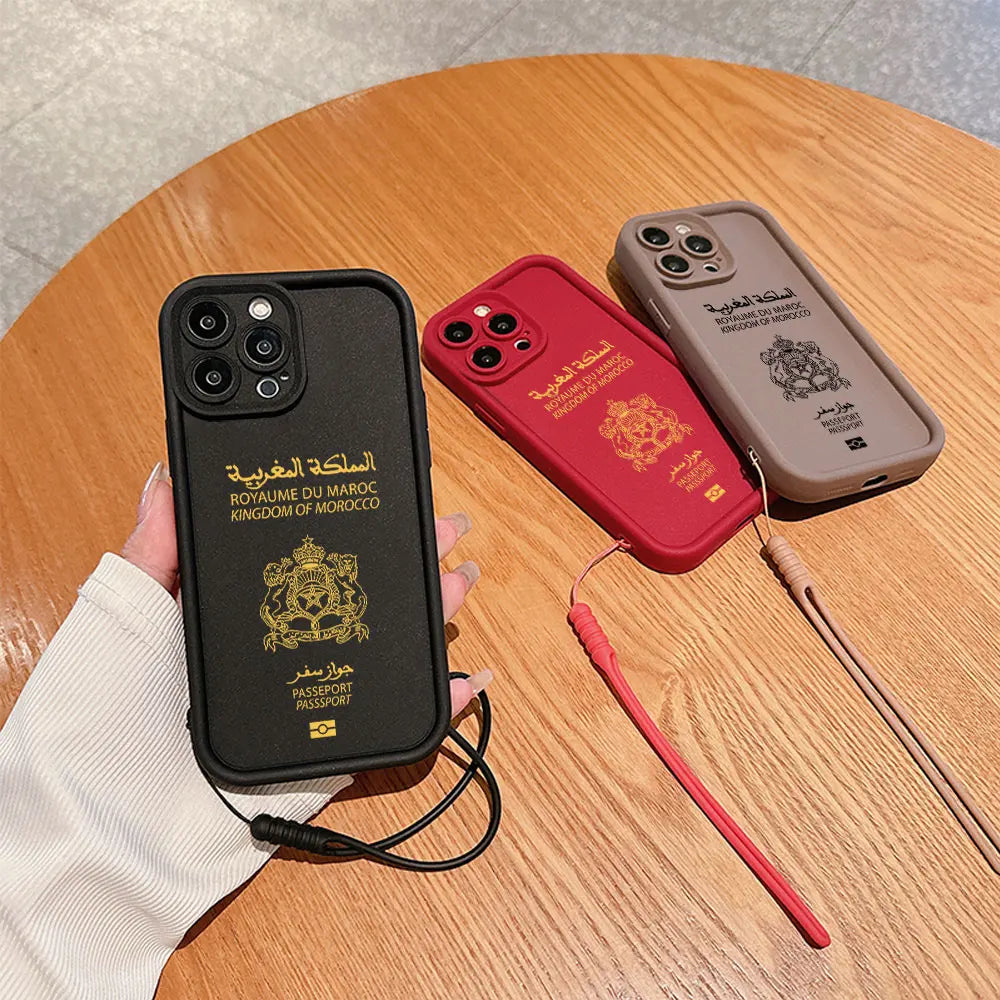 Coque de téléphone passeport Maroc pour iPhone X 11 12 13