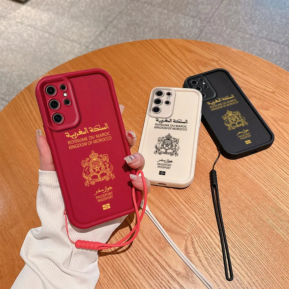 Coque de téléphone de passeport marocain pour Samsung A24 a A73