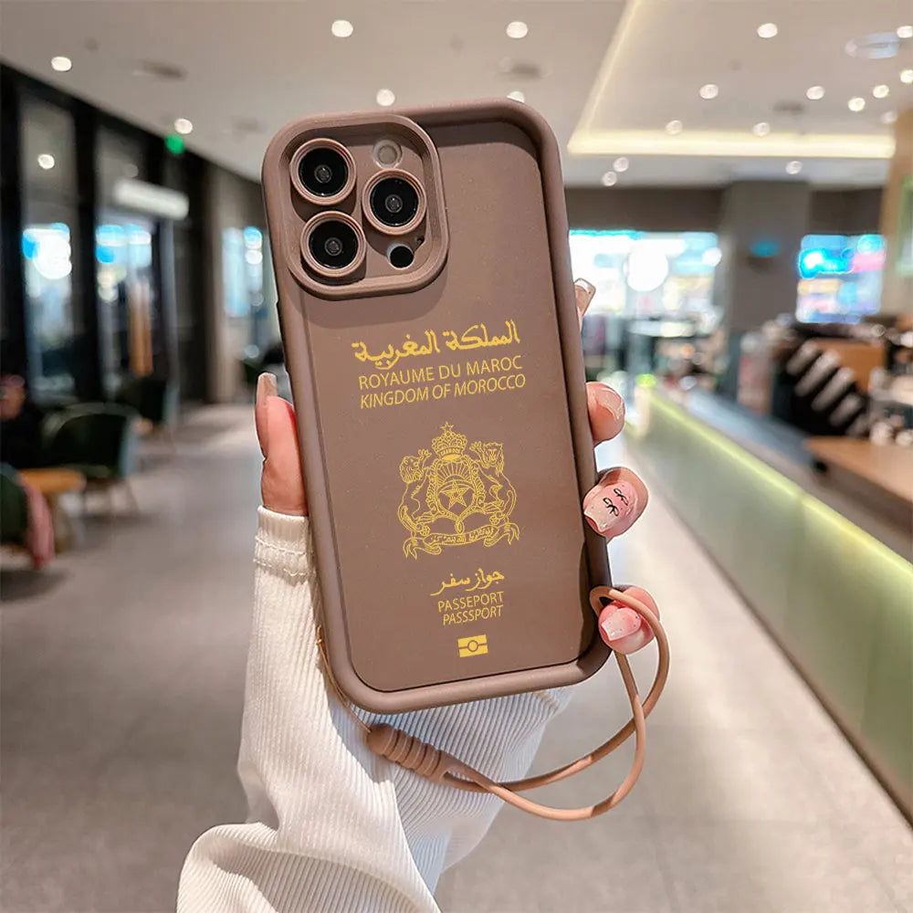 Coque de téléphone passeport Maroc pour iPhone X 11 12 13