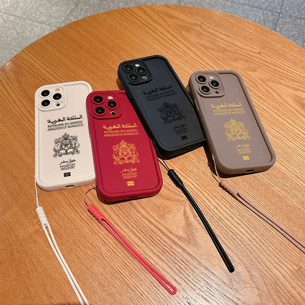 Coque de téléphone passeport Maroc pour iPhone X 11 12 13