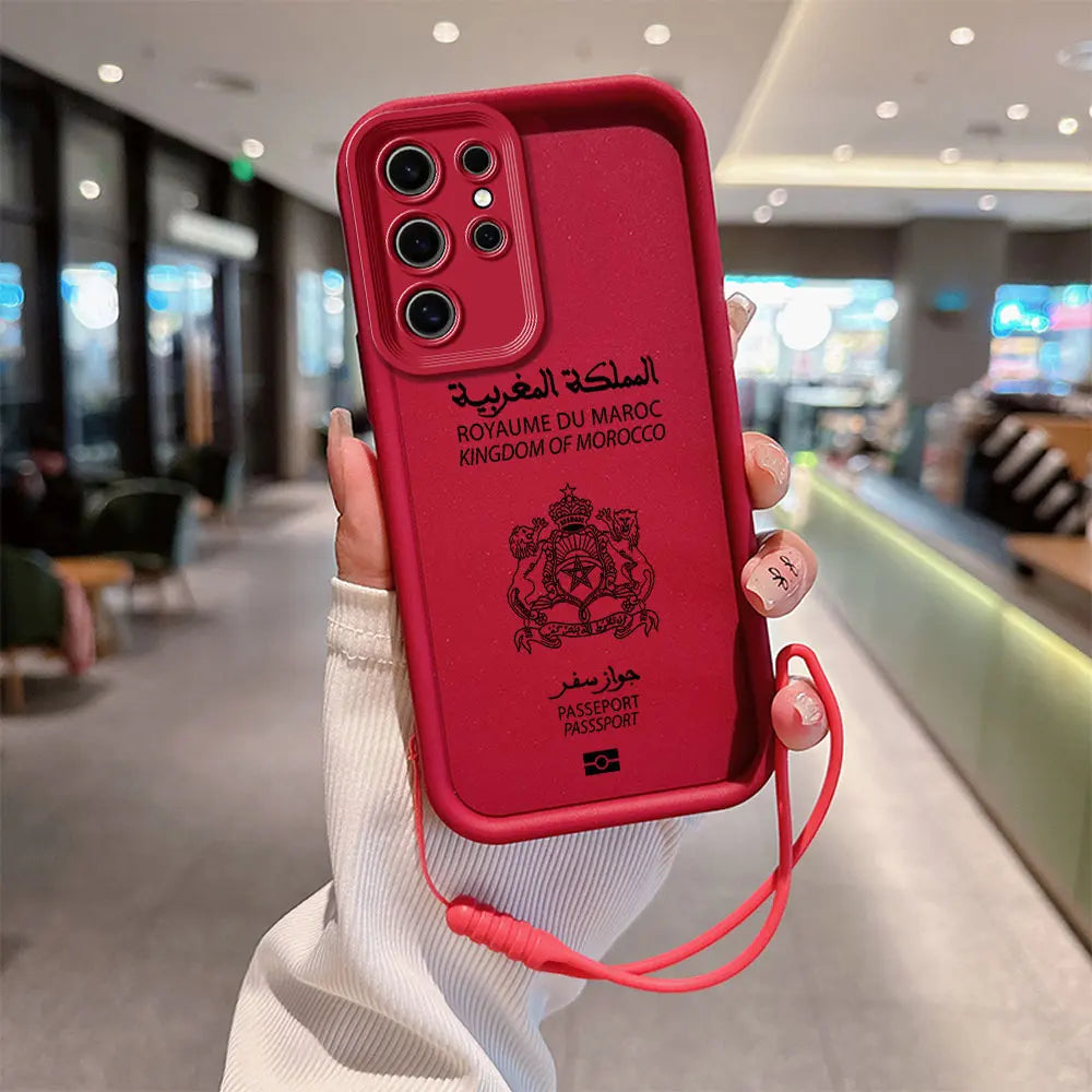 Coque de téléphone de passeport marocain pour Samsung A24 a A73