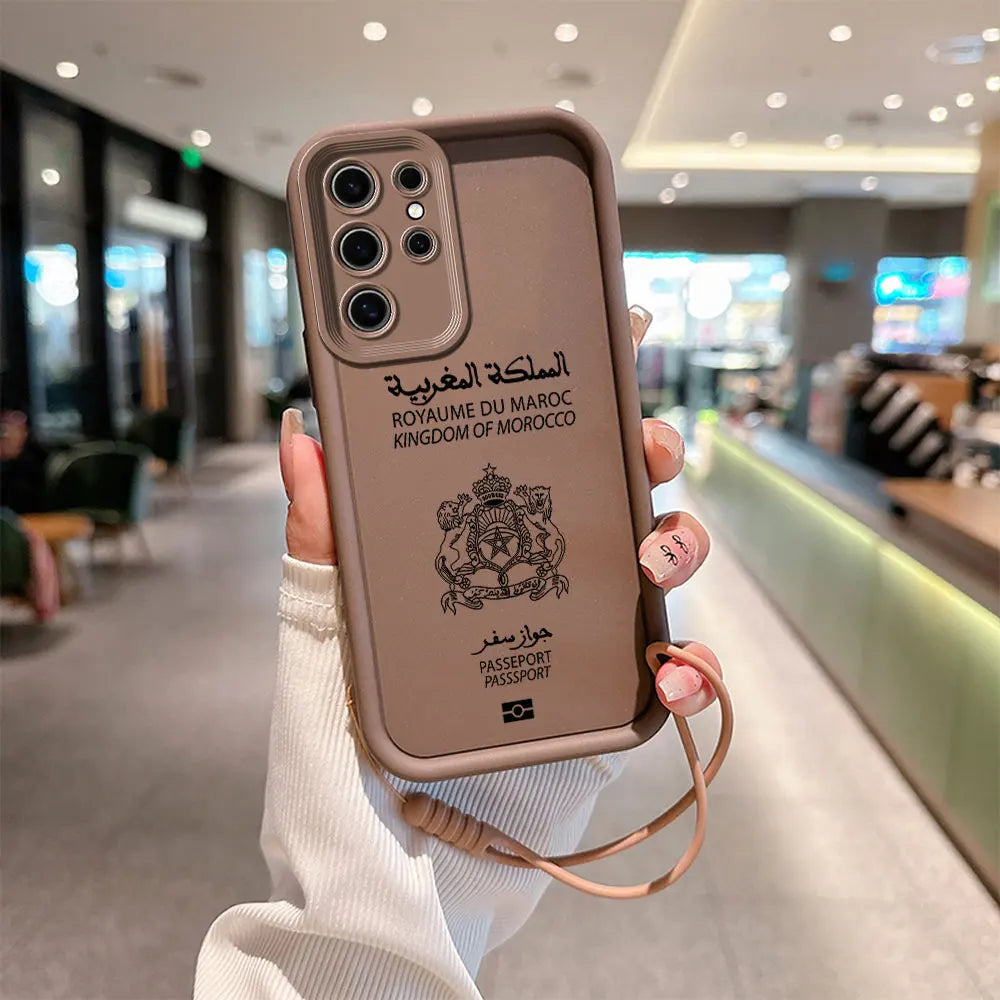 Coque de téléphone de passeport marocain pour Samsung A24 a A73