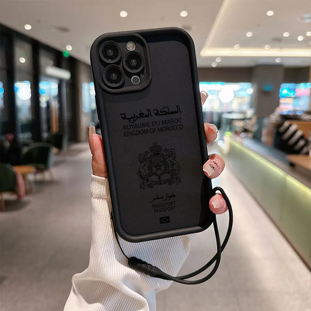 Coque de téléphone passeport Maroc pour iPhone X 11 12 13