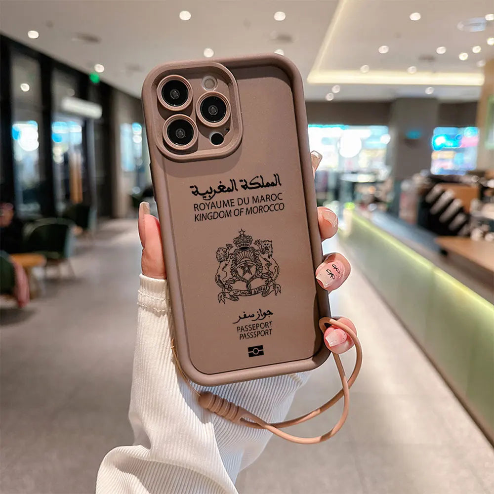 Coque de téléphone passeport Maroc pour iPhone X 11 12 13