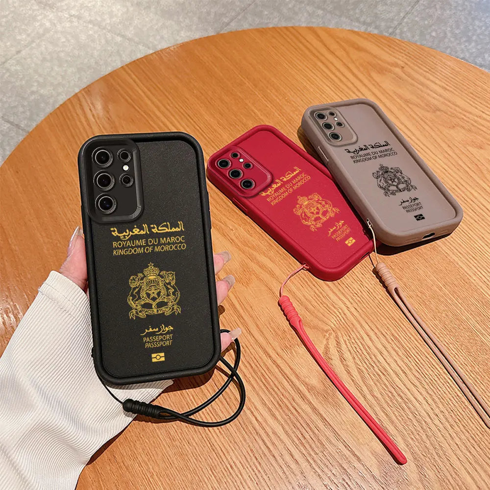 Coque de téléphone de passeport marocain pour Samsung A24 a A73