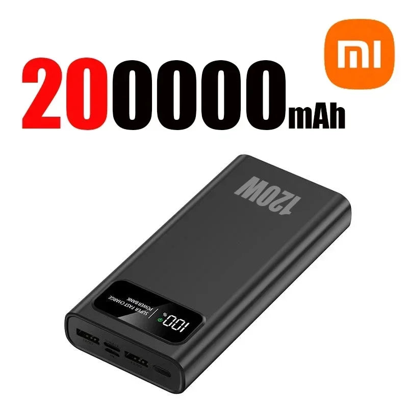 200000mAh 120W Banque d’alimentation de capacité ultra-large Charge rapide Banque d’alimentation d’affichage numérique portable pour iPhone Samsung Huawei xiaomi