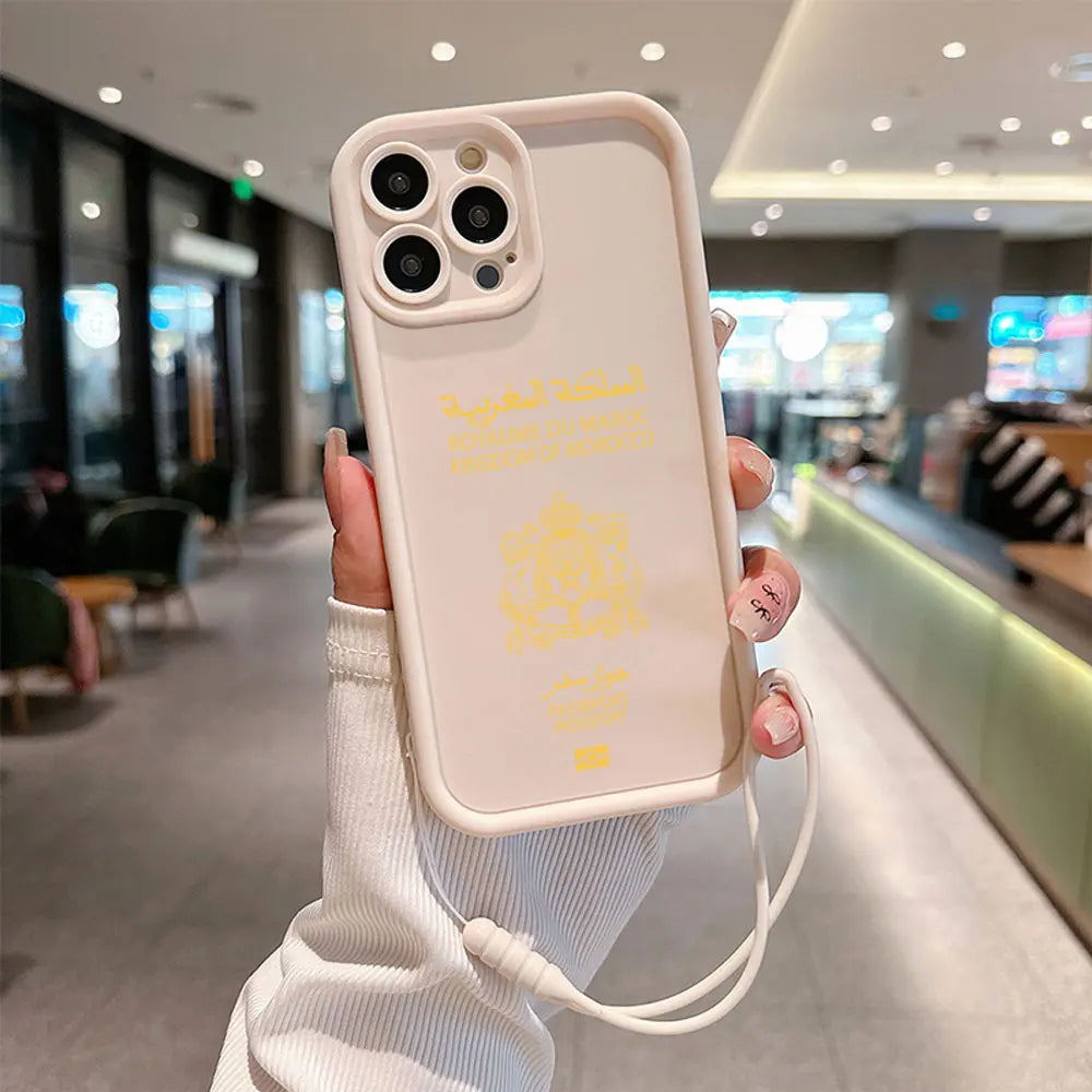 Coque de téléphone passeport Maroc pour iPhone X 11 12 13