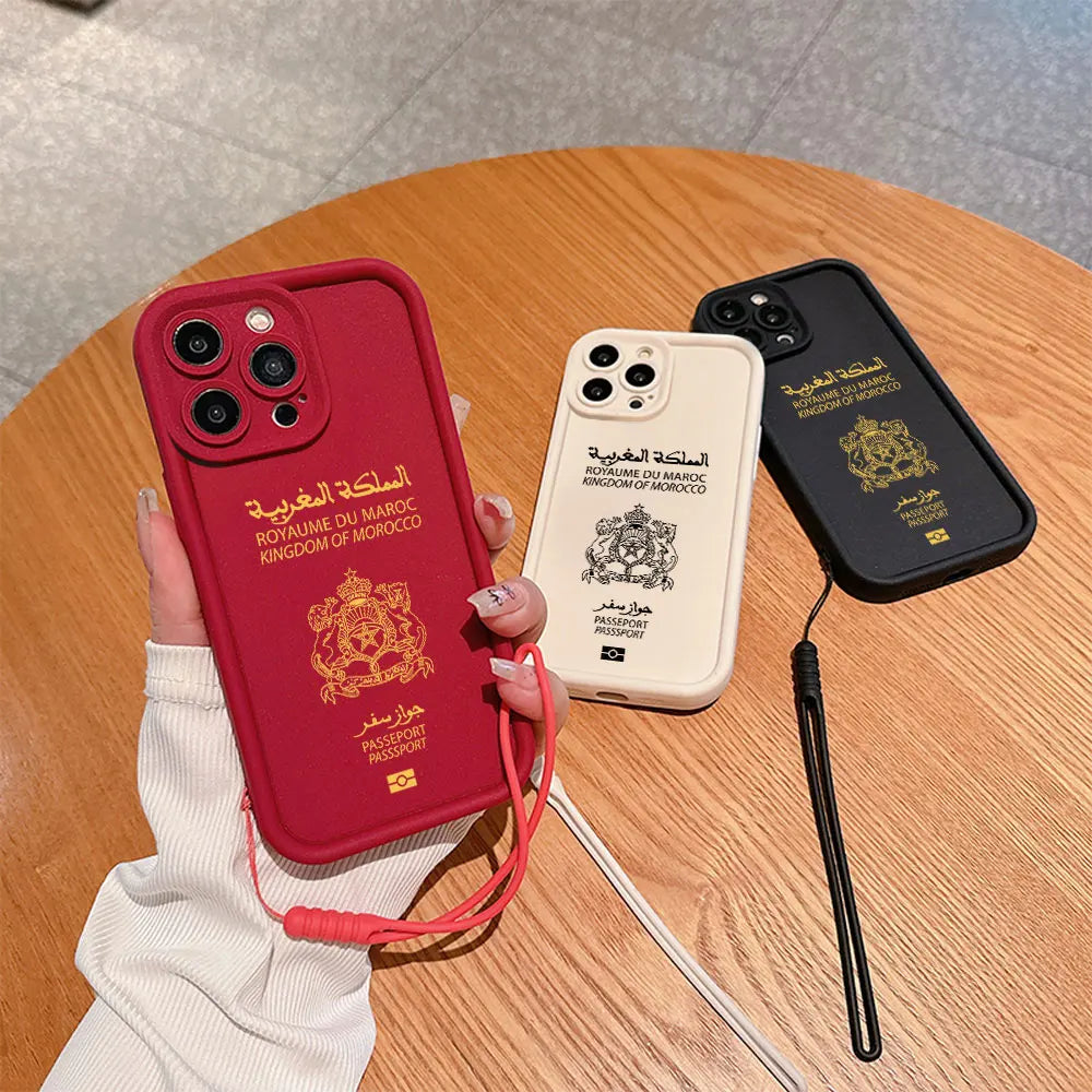 Coque de téléphone passeport Maroc pour iPhone X 11 12 13