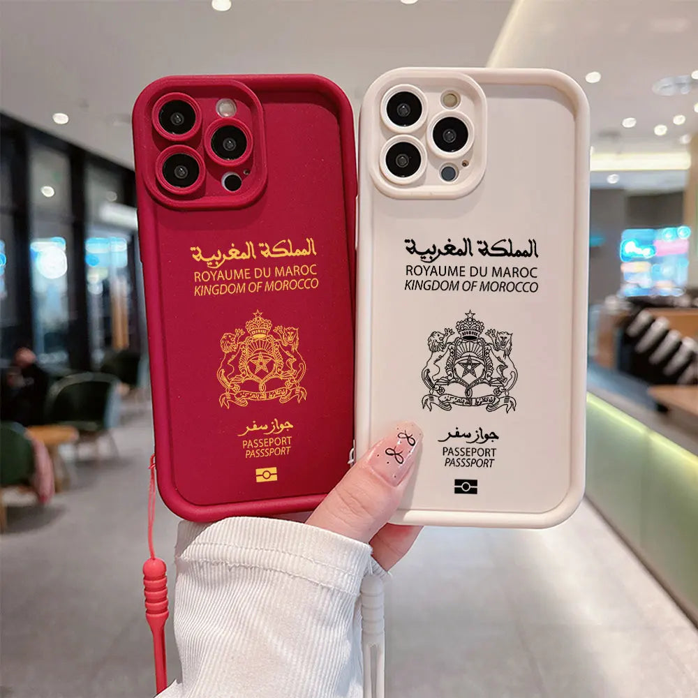 Coque de téléphone passeport Maroc pour iPhone X 11 12 13