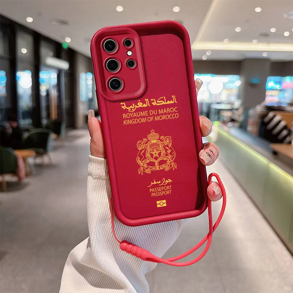 Coque de téléphone de passeport marocain pour Samsung A24 a A73