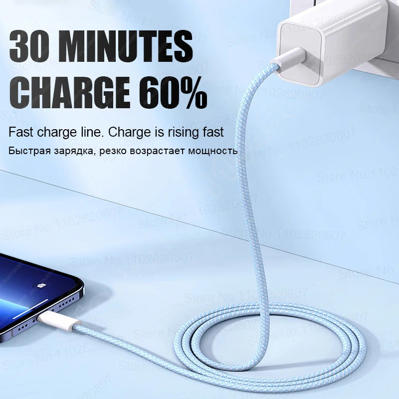 Chargeur rapide 35W pour iPhone 11 12 13 14 15 Pro Max Câble de charge rapide pour iPhone 15 Plus Chargeur de téléphone de ligne de données USB Type C