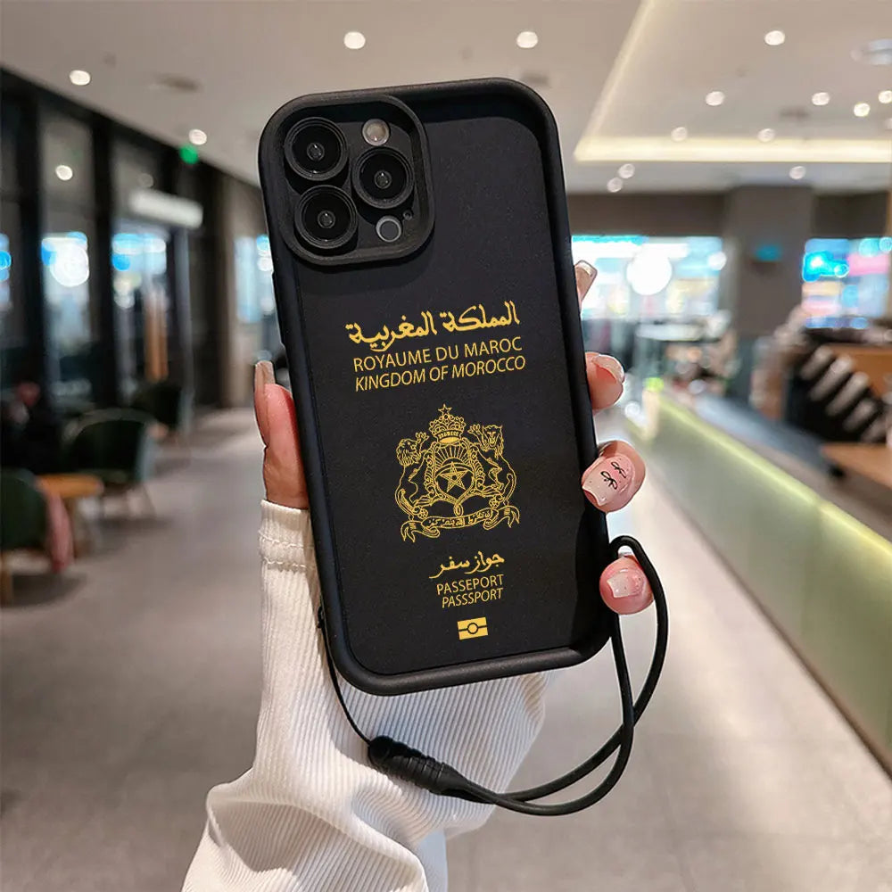 Coque de téléphone passeport Maroc pour iPhone X 11 12 13