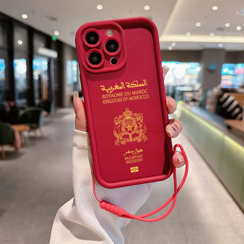Coque de téléphone passeport Maroc pour iPhone X 11 12 13
