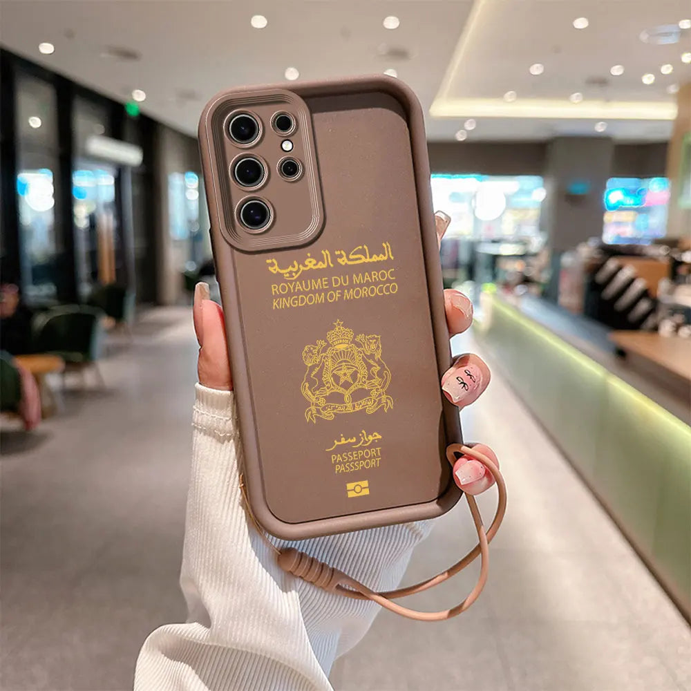 Coque de téléphone de passeport marocain pour Samsung A24 a A73