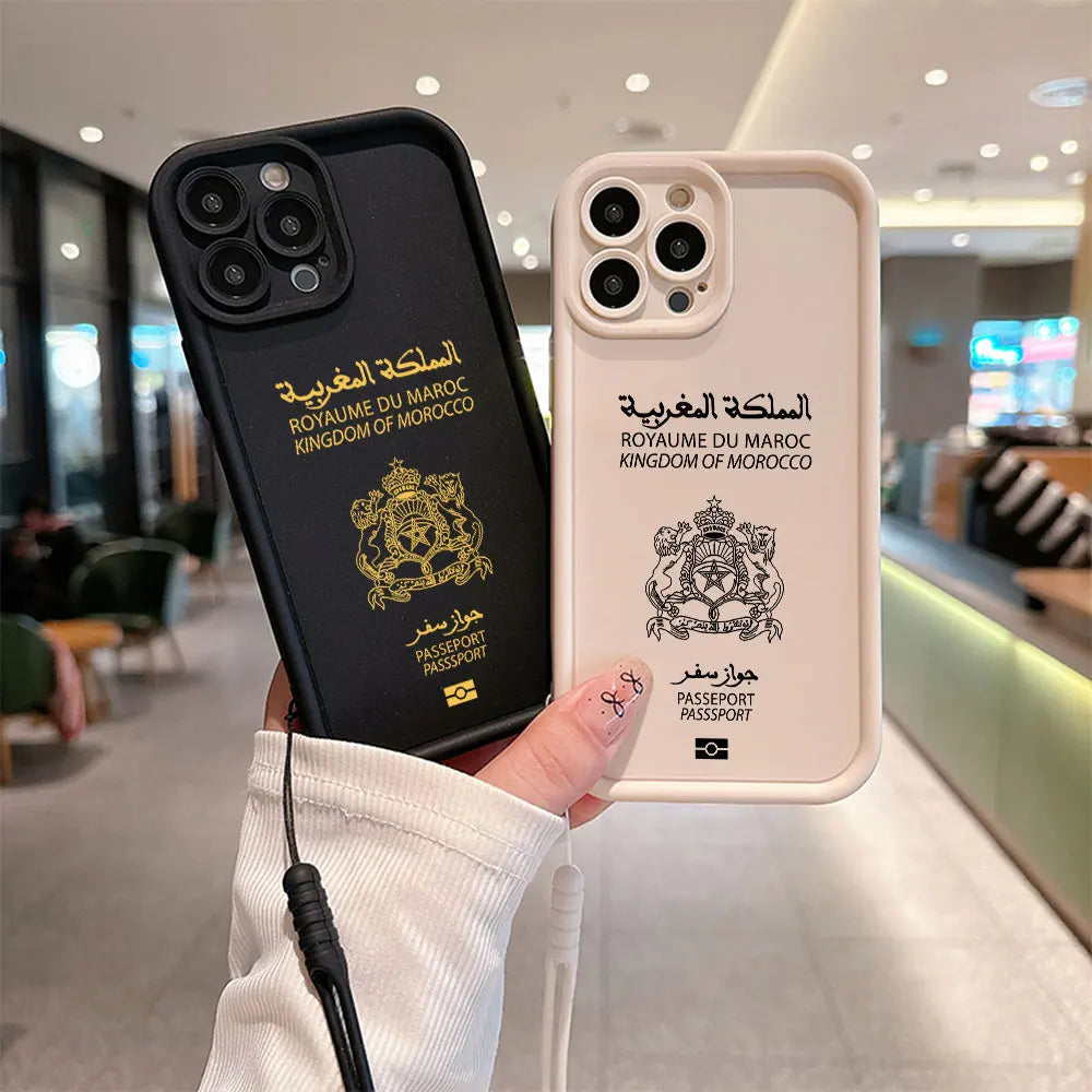 Coque de téléphone passeport Maroc pour iPhone X 11 12 13