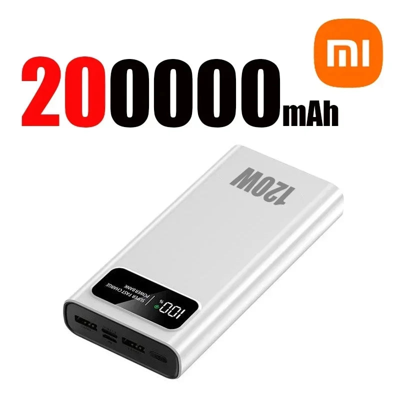 200000mAh 120W Banque d’alimentation de capacité ultra-large Charge rapide Banque d’alimentation d’affichage numérique portable pour iPhone Samsung Huawei xiaomi