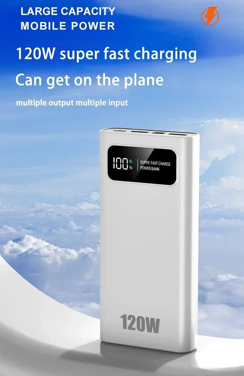 200000mAh 120W Banque d’alimentation de capacité ultra-large Charge rapide Banque d’alimentation d’affichage numérique portable pour iPhone Samsung Huawei xiaomi
