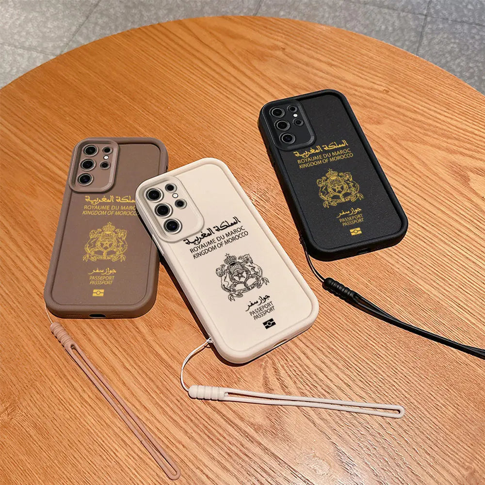 Coque de téléphone de passeport marocain pour Samsung A24 a A73
