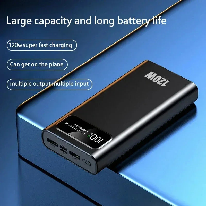 200000mAh 120W Banque d’alimentation de capacité ultra-large Charge rapide Banque d’alimentation d’affichage numérique portable pour iPhone Samsung Huawei xiaomi