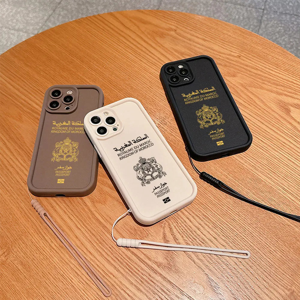 Coque de téléphone passeport Maroc pour iPhone X 11 12 13