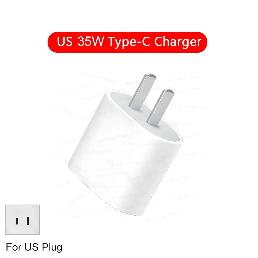 Chargeur rapide 35W pour iPhone 11 12 13 14 15 Pro Max Câble de charge rapide pour iPhone 15 Plus Chargeur de téléphone de ligne de données USB Type C