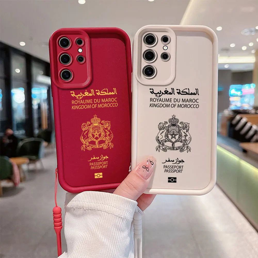 Coque de téléphone de passeport marocain pour Samsung A24 a A73