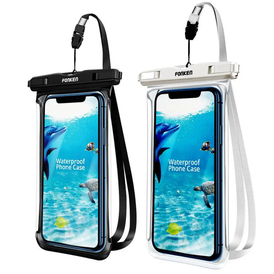 FONKEN Full View Étui étanche pour téléphone sous-marin Neige forêt tropicale Sac étanche transparent Pochette de natation Grandes housses de téléphone portable