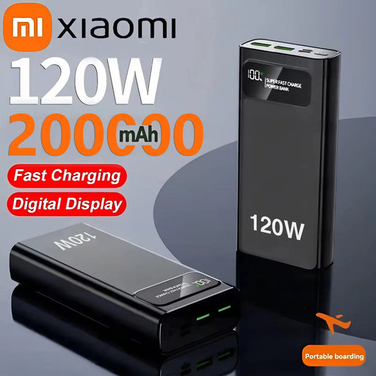 200000mAh 120W Banque d’alimentation de capacité ultra-large Charge rapide Banque d’alimentation d’affichage numérique portable pour iPhone Samsung Huawei xiaomi