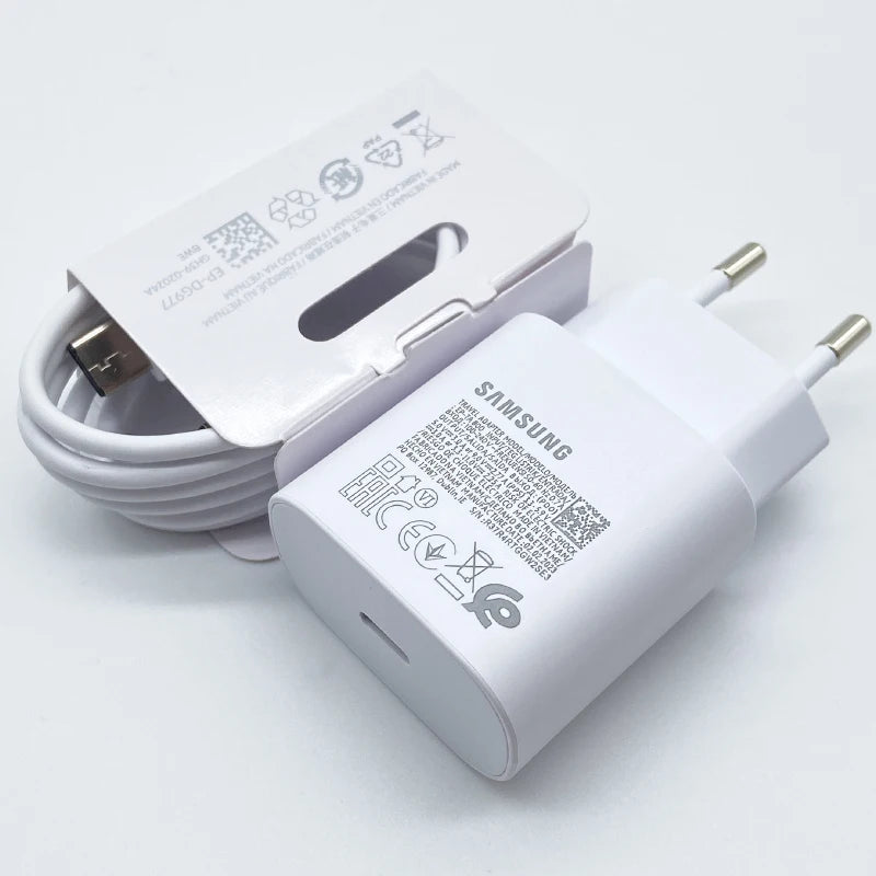 Samsung 25W Super Fast Charger USB Type C Cargador Adaptateur pour Galaxy S24 S23 S20 S21 S22 Plus A54 A34 Adaptateur Z Flip Fold 5 6 4