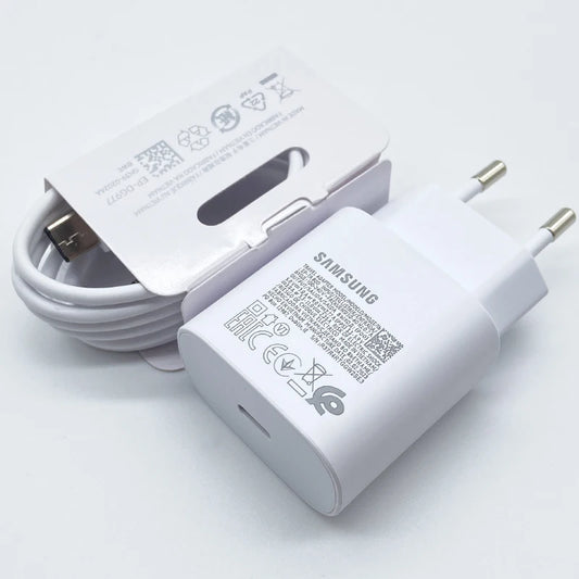 Samsung 25W Super Fast Charger USB Type C Cargador Adaptateur pour Galaxy S24 S23 S20 S21 S22 Plus A54 A34 Adaptateur Z Flip Fold 5 6 4