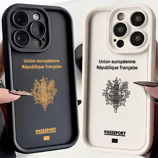 Coque de téléphone France Passport pour iPhone 14 15 16 normal - plus - pro - pro max
