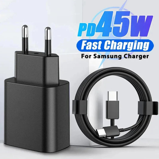45W Charge super rapide pour S22 S23 Ultra Note 10+ 5G USB C Téléphone portable Type C US/EU/UK Adaptateur mural de charge rapide rapide
