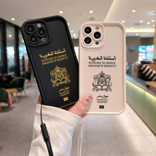 Coque de téléphone passeport Maroc pour iPhone X 11 12 13