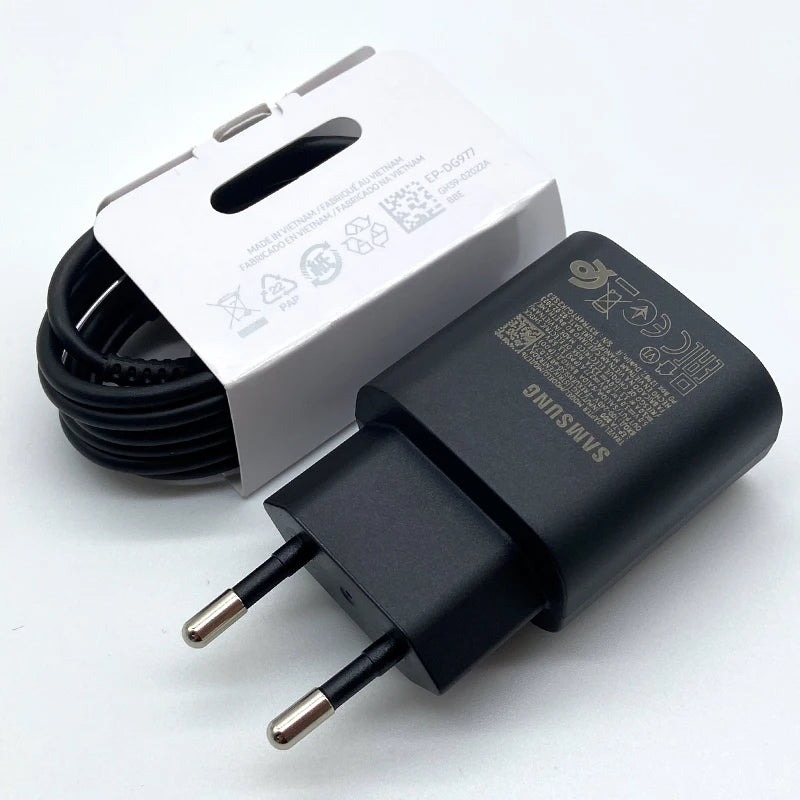 Samsung 25W Super Fast Charger USB Type C Cargador Adaptateur pour Galaxy S24 S23 S20 S21 S22 Plus A54 A34 Adaptateur Z Flip Fold 5 6 4